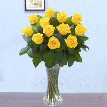 Yellow Roses Vase Bouquet 